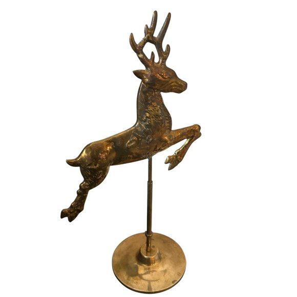 Weather Vane Deer Stag Articulating Stand Solid Brass w Zinc Taiwan Handmade 15" - Picture 4 of 12